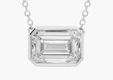 Oz Emerald Cut Bezel Lab-Grown Diamond Pendant